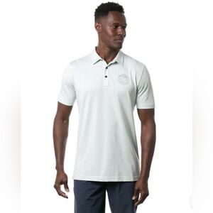 TRAVIS MATHEW SUN RAY S GOLF POLO WITH A FLORAL HEXAGON GRAPHIC. SIZE XXXL.